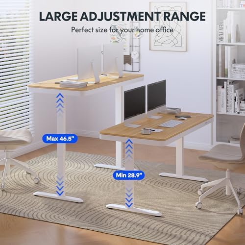 FLEXISPOT Comhar 55" Electric Standing Desk with Drawers, USB Charging Ports, Quick Assembly, Height Adjustable Sit Stand Computer Desk with Child Lock for Scandinavian Home Office, Maple - Image 7