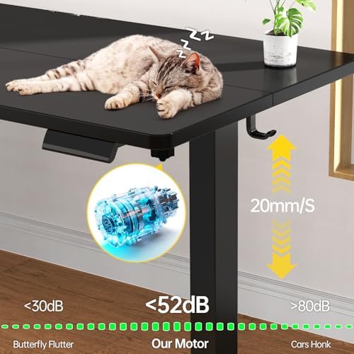 Veken 63×27.6 Inch Large Electric Standing Desk, Gaming Table, Black - Image 6