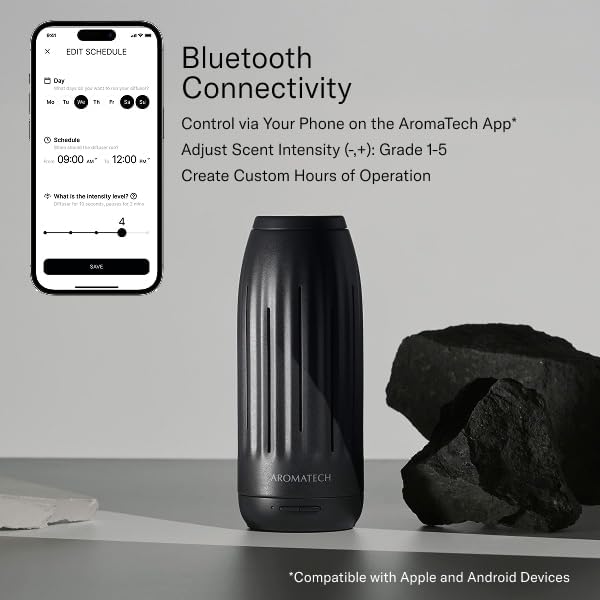 AromaTech Ambience Scent Diffuser for Essential Oil Blends & Fragrances – Waterless Scent Machine w/Bluetooth for Home, Bathroom Boutiques, Hotel, Spa – Charcoal Mini - Image 2