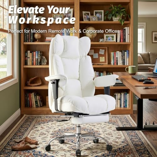 Efomao Executive Office Chair 400lbs,White Big and Tall Desk Chair - Image 2