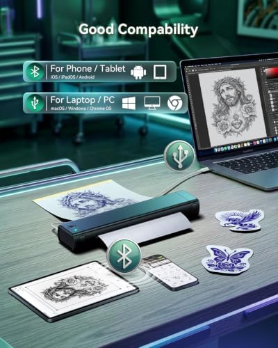 Phomemo M08F Tattoo Stencil Printer, Bluetooth, with 100Pcs Transfer Paper - Image 2