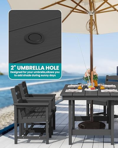 SERWALL 5 Pcs HDPE Patio Dining Set, Outdoor Dining Set for 4, Black - Image 3