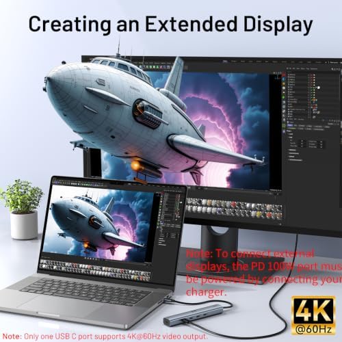 10Gbps USB C Hub with 4K@60Hz Video Display, Selore 5 Ports USB-C Splitter, C Port Data Transfer, 100W PD-in Charging, Dongle Multiport Adapter for MacBook Pro, iPad, Dell, HP, and More - Image 3