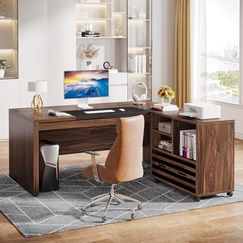 Tribesigns 62.2" L-Shaped Executive Desk with Mobile File Cabinet - Image 5