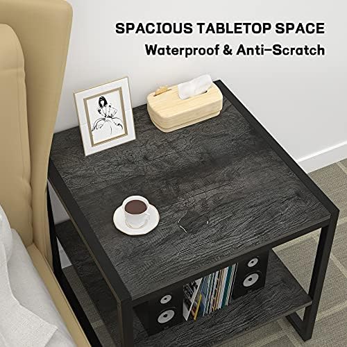 Homieasy End Table, 20 Inch Square Side Table, Mini Fridge Stand, Black Oak - Image 6