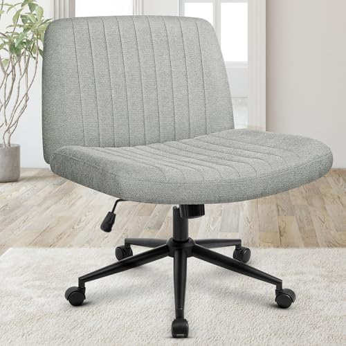 Orange Factory Criss Cross Chair, Wide Wheel Vanity Seat, Grey Dual Base by OrangeFactory