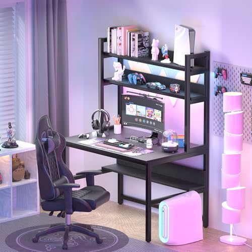 Aquzee Desk with Hutch, Computer Desk with Shelves, 55 Inch - Image 2