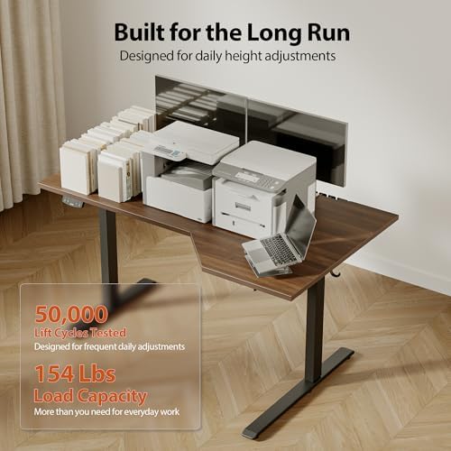 Agilestic 63 x 35 Inch Corner L Shaped Electric Standing Desk, Dark Walnut - Image 7