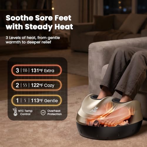 BOB AND BRAD Foot Massager Machine with Heat, FSA Eligible HSA Shiatsu Foot Massager for Plantar Fasciitis & Neuropathy with Kneading & Compression, Cordless Remote Control, Gift for Family, Size 14 - Image 5