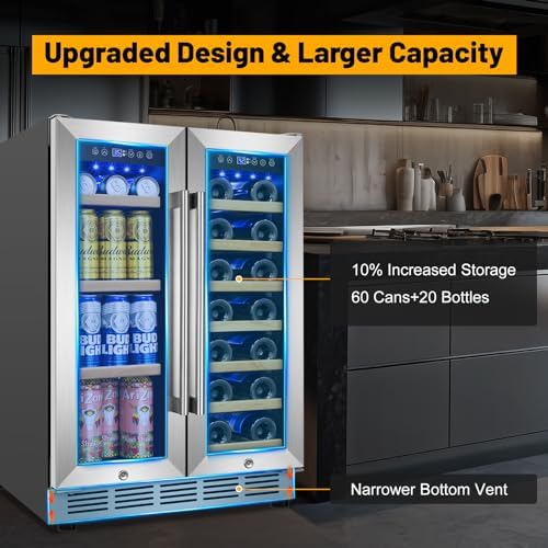 24" Dual Zone Wine and Beverage Refrigerator, Under Counter/Freestanding - Image 3