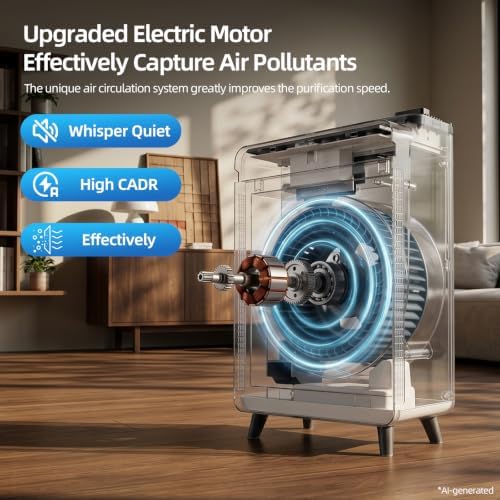 AIRTOK Air Purifier for Home Large Room Up to 2240 Ft² in 1 Hr, HEPA with Washable Pre-Filter, AQI Display, AUTO Mode & Sleep Mode, For Pets, Dust, Pollen (AP2801) - Image 6