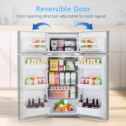 COWSAR 4.5 Cu.Ft Mini Fridge With Freezer for Bedroom Office, Grey - Image 4