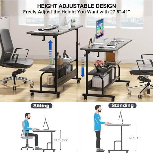 Armocity 47" Rolling Standing Desk with Charging Station for Couch Bed - Image 6