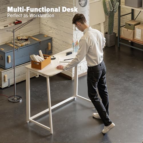 WOHOMO Folding Desk, 39.4" Foldable Computer Table for Small Spaces, White - Image 6
