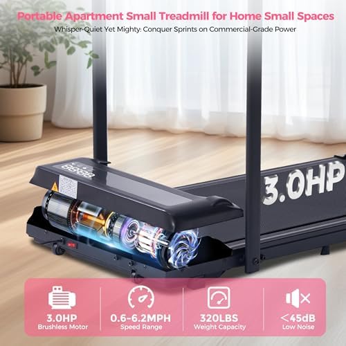 Compact Walking Pad Treadmill with Handle Bar and Incline for Home, 2026 Upgrade Portable Walking Treadmill with Handles, 3.0HP Walking Pad for Exercising, 0.6-7.6MPH, 350LBS - Image 7