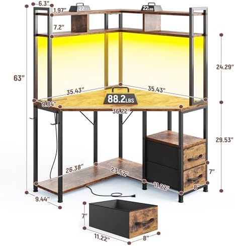 DurayLoly 63"Triangular Corner Desk with Hutch,Ample Storage for Small Room - Image 2