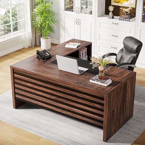 Tribesigns 62.2" L-Shaped Executive Desk with Mobile File Cabinet - Image 4