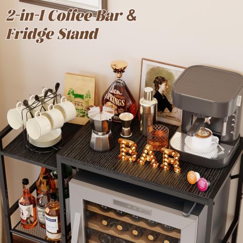 Mini Fridge Stand with Storage Shelves Dorm Microwave Stand Reversible - Image 3