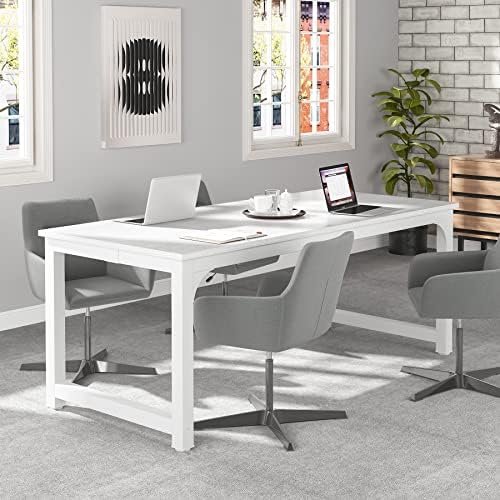 Tribesigns 70.8”Executive Desk, Large Office Computer Desk with Thicken Frame, Modern Simple Workstation Business Furniture for Home Office, White - Image 6