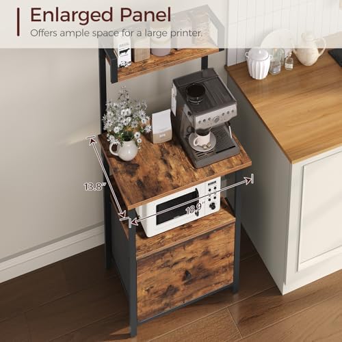 MAHANCRIS Printer Table with Storage, Home Printer Stand with File Cabinet, Fits A4/Letter Size Files, Printer Cabinet with Large Tabletop, Display Shelf, for Home Office, Rustic Brown PTHR3501 - Image 5