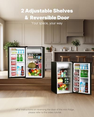 Upstreman 3.2 Cu.Ft Mini Fridge with Freezer, Black-BR321 - Image 5