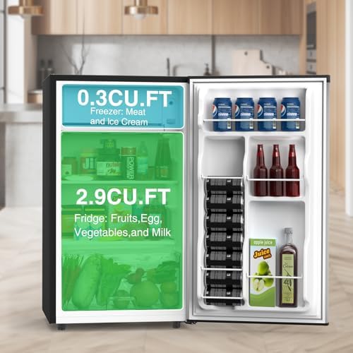 OLIXIS 3.2 Cu.Ft Mini Fridge with Freezer, Single Door Compact Refrigerator - Image 3