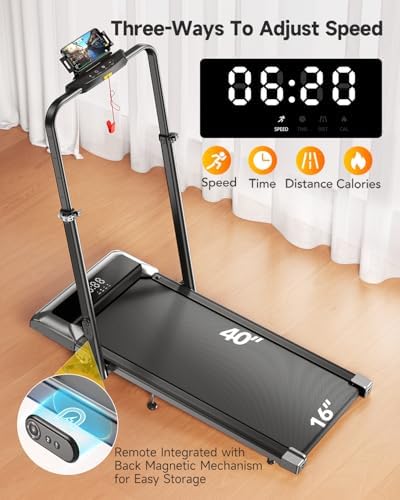 TOPUTURE Walking Pad Treadmill with 12% Incline, 6 in 1 Folding Treadmill with Adjustable Handle Bar for Home/Office, Under Desk Treadmills Portable Walking Pad with App, Remote Control & LED Display - Image 5