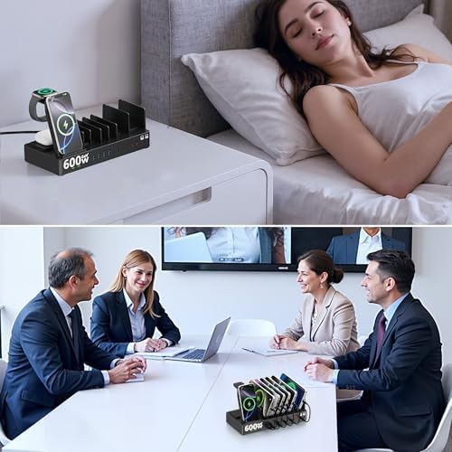 600W 3‑in‑1 Wireless Charger Stand for iPhone with 12‑Port Charging Station - Image 6