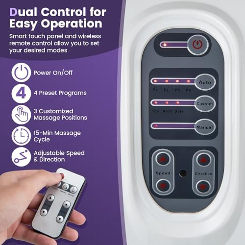 Giantex Shiatsu Foot Massager Machine for Feet, Leg Calf Ankle, Relieve Pain, Spa Gift Deep Kneading Rolling Massage, Electric Shiatsu Feet Massager w/Remote, 4 Modes, White - Image 3