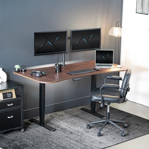 VIVO Dark Walnut 63 x 32 in Standing Desk, DESK-KIT-2B1D - Image 2