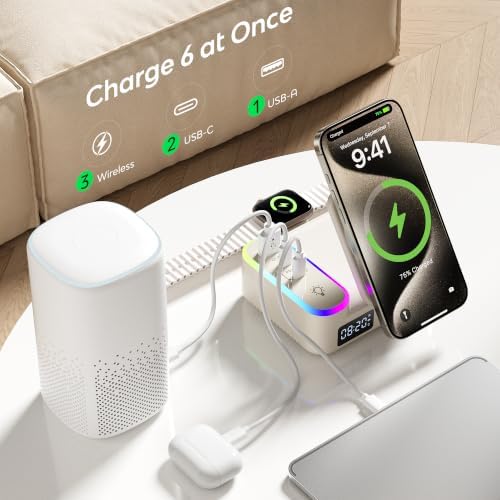 8-in-1 Foldable Wireless Charging Station for Apple Devices with Clock, 65W - Image 4