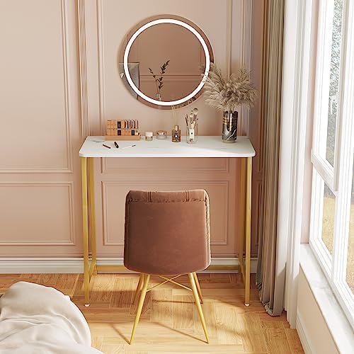WOHOMO Folding Desk, 31.5" Foldable Computer Table for Small Spaces, Gold - Image 6