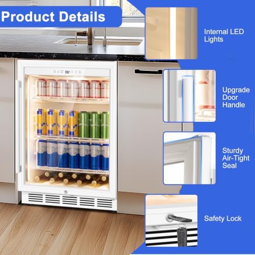 FoMup 24" Undercounter Beverage Refrigerator with Glass Door, 200-Can - Image 5