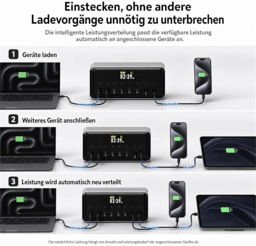LIMETA MDSS2 8-Port 200W Desktop USB C Charger Multi-Function Fast Charging Station Bedside USB-A Charger with Alarm Clock Smart Timed Charging - Image 4