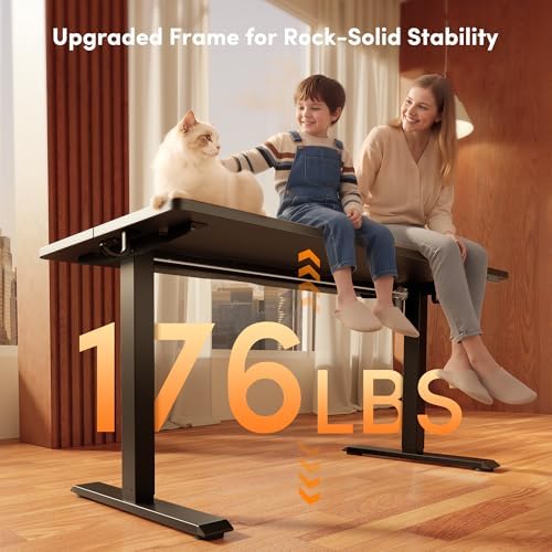 FEZIBO 55 x 24 Inchs Electric Standing Desk, Height Adjustable, Sit Stand Up, Computer Office Desk with Splice Board, Black Frame/Black Top - Image 4