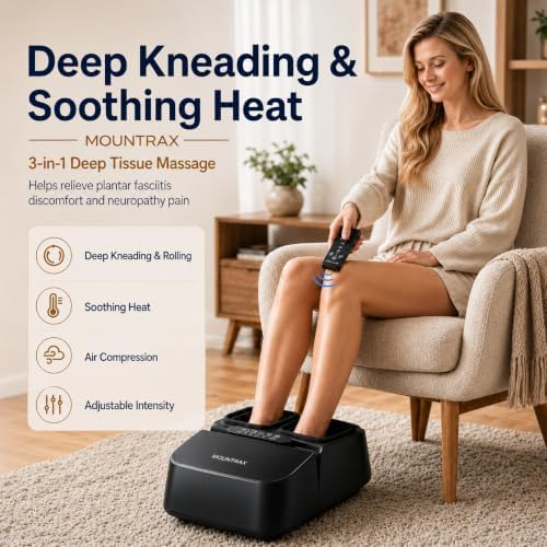 MOUNTRAX Foot Massager with Heat, Deep Shiatsu, Air Compression & Remote - Image 2
