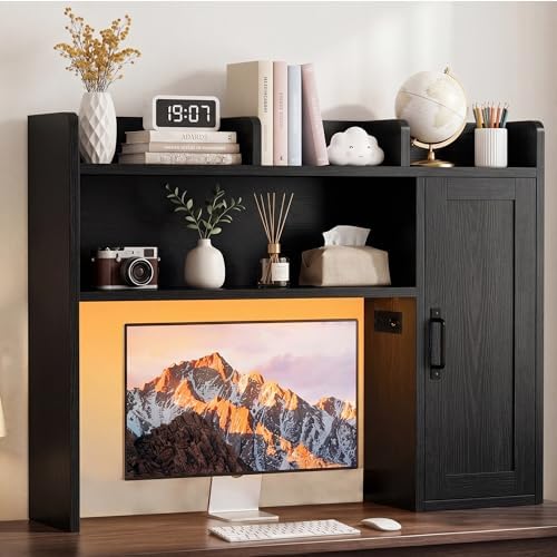 Desktop Storage Shelf, 37.4" Computer Desk Organizer 3-Tier Wood - Image 3