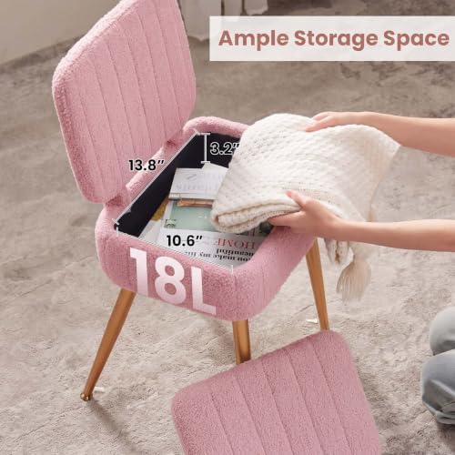 Vanity Chair with Storage Stool Makeup Chair Purple - Image 4