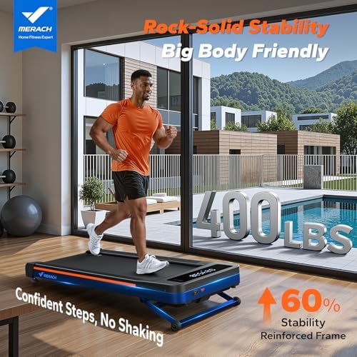 MERACH NovaWalk W50 TrekPad, 12% Auto Incline Walking Pad Treadmills for Home, 400lbs Capacity, Under Desk Treadmill with Remote & LED - Image 2