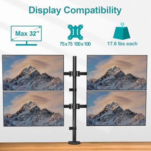 MOUNT PRO 4 Monitor Mount for Max 32" Computer Screens, Up to 17.6lbs Each - Image 4