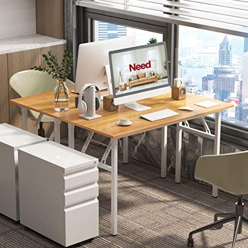 Need Office Computer Desk 47.2x23.6 in Sturdy Folding Laptop Table Teak - Image 2