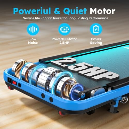 OWLSKY Walking Pad & App, 2 in 1 Under Desk Treadmill for Home & Office, 2.5 HP Quiet Mini Treadmill Max 250 lbs with Remote Control & LED Display, Compact Tapis Roulant (Blue) - Image 7