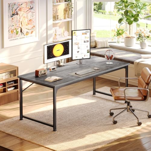PRAISUN 63 Inch Computer Desk, Office Desk, Spacious Desktop, Grey - Image 2