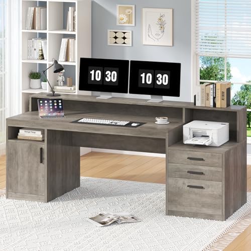 YOMILUVE 65" Computer Desk with 3 Drawers & Printer Shelf for Home Office - Image 7