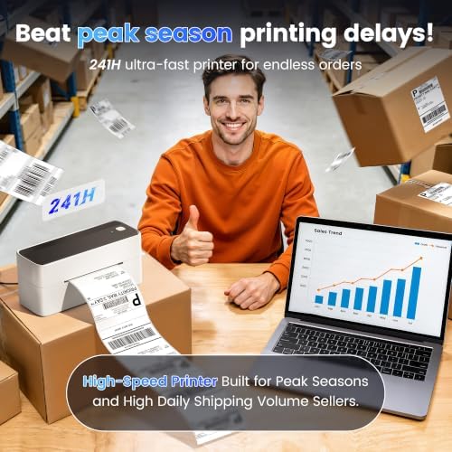 Phomemo High-Speed Shipping Label Printer,241H Label Printer & 20Pcs Labels - Image 2
