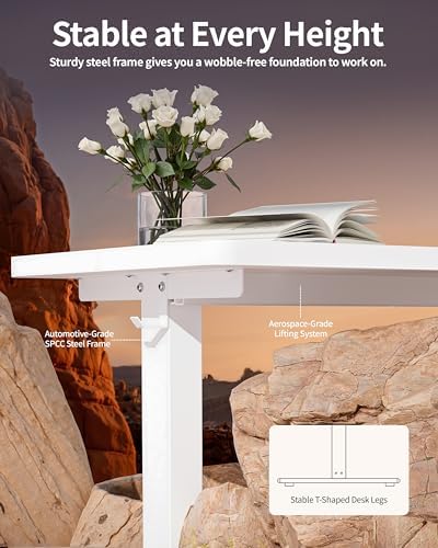 BIZUM Standing Desk Electric Adjustable Computer Desk-Stand up Desk Office Gaming Home Office Memory Desks 48x24 inches White - Image 5