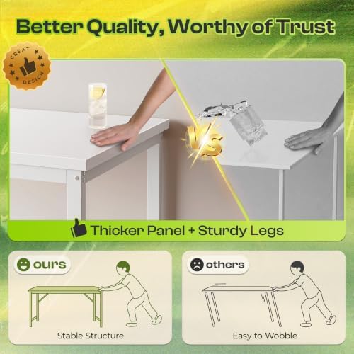 PRAISUN 54 x 19.7 Inch Computer Desk, 0.95'' Thicker, Heavy Duty, White - Image 6
