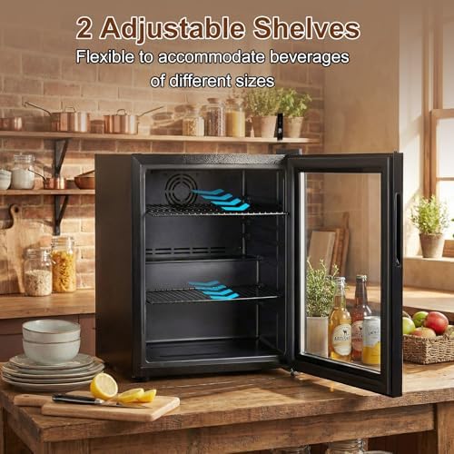 FoMup Mini Fridge 50 Can, Small Beverage Refrigerator with Reversible Glass Door, Countertop Drink Cooler with Temperature Control, Compact Beer Soda Fridge for Office Dorm Kitchen, Black - Image 4