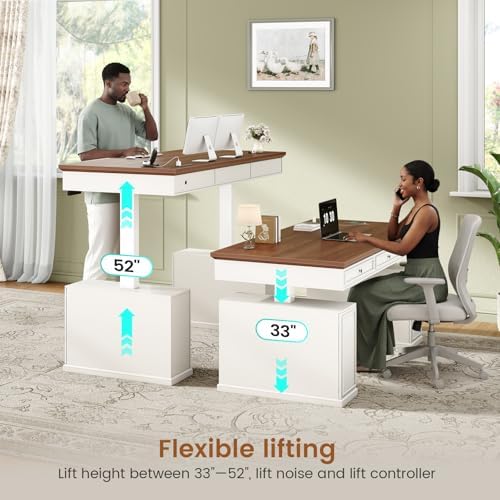 SEDETA 55.1" Farmhouse Executive Electric Standing Desk with 3 Drawers - Image 4