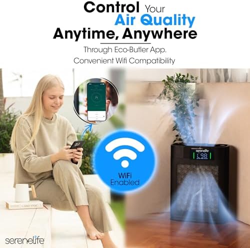 SereneLife HEPA Air Purifier for Home – Smart WiFi & App Control, Ultra-Quiet Air Purifier for Bedrooms & Large Rooms, Removes Dust, Pet Hair & Odors, Ideal for Pets & Allergies (1,076 Sq Ft, Black) - Image 6
